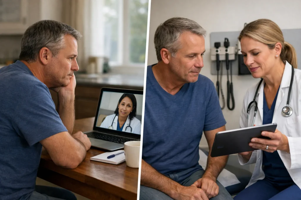 telehealth vs in person annual checkup